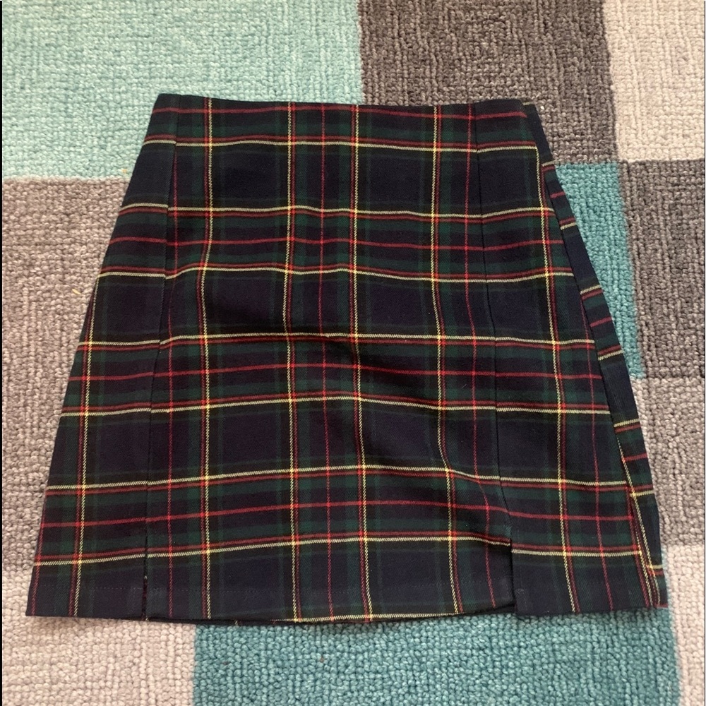 John Galt plaid zip up skirt